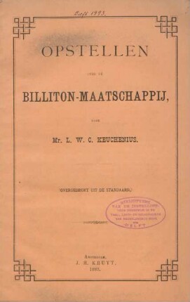 Opstellen over de Billiton-Maatschappij