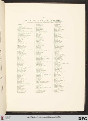 Register der Künstlernamen