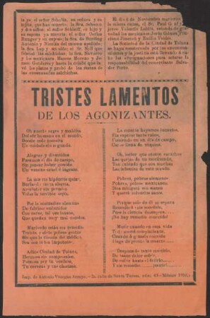 Tristes lamentos de los agonizantes.