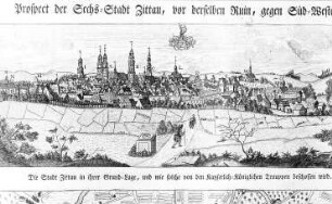 Zittau. Ansicht vor 1757, Ausschnitt aus: Prospekt der Stadt Zittau, 1757 (Sign.: VIII 130)