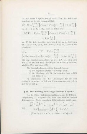 § 13. Die Wirkung einer eingeschalteten Kapazität.