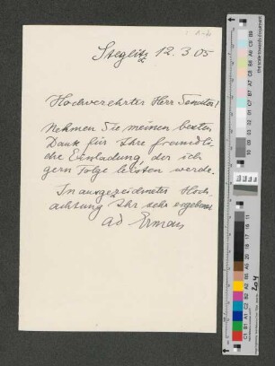 Brief an Werner von Melle