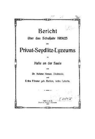 1924/25: Bericht ... - 1924/25