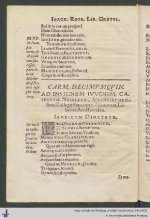 Carmen Decimumquintum.