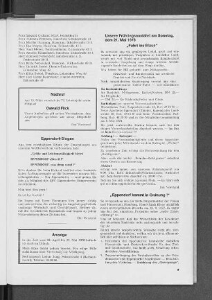 Unsere Frühlingsausfahrt am Sonntag, dem 21. Mai 1978 "Fahrt ins Blaue"