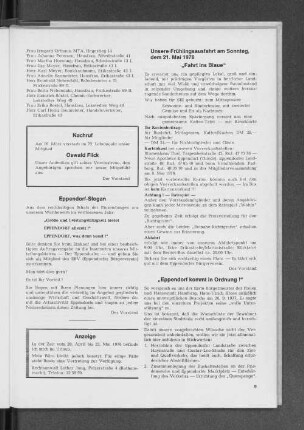 Unsere Frühlingsausfahrt am Sonntag, dem 21. Mai 1978 "Fahrt ins Blaue"