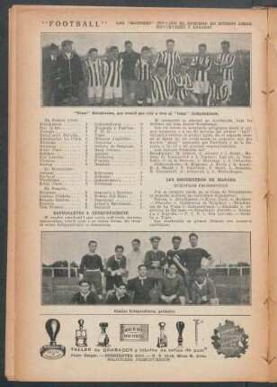 "Football" : Los "matches" jugados el domingo en Buenos Aires, Montevideo y Rosario