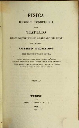 Fisica de' corpi ponderabili ossia trattato della costituzione generale de' corpi, 2