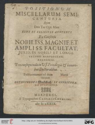 Positionum Miscellarum Semicenturia