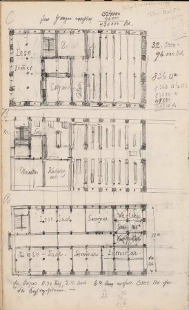 Universitätsbibliothek, Greifswald: Grundrisse (aus: Skizzenalbum 3)