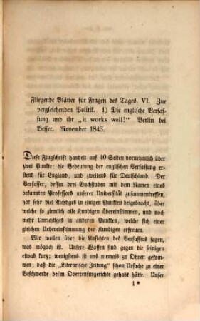 Berliner Blätter. 2, 1. Ueber V. A. H.: "Die englische Verfassung". 2. Deutsche Rundschau. 3. Dies und jenes