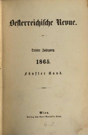 Österreichische Revue. 1865,5/6 = Jg. 3