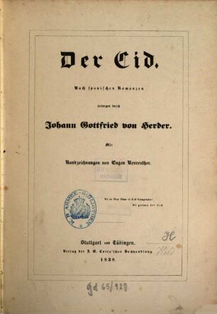 Der Cid : nach spanischen Romanzen