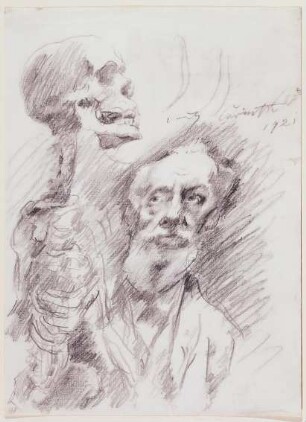 Anatom mit Skelett