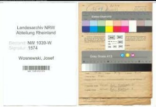 Entnazifizierung Josef Wosnewski , geb. 14.08.1920 (Angestellter)