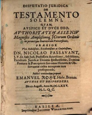 Disp. iur. de testamento solemni