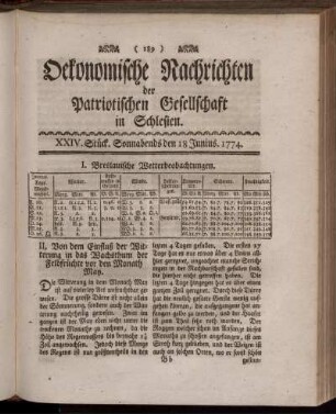 XXIV. Stück. Sonnabends den 18 Junius. 1774.