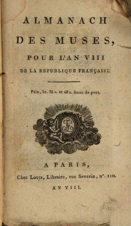 Almanach des muses : ou choix des poésies fugitives. 1800
