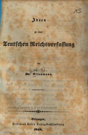 Ideen zu einer Teutschen Reichsverfassung