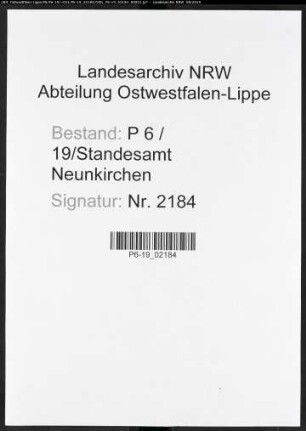 Sterberegister Standesamt Neunkirchen