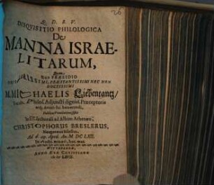 Disqvisitio Philologica De Manna Israelitarum