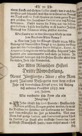 Der Alten Römischen Histori Dritte Abwechslung.