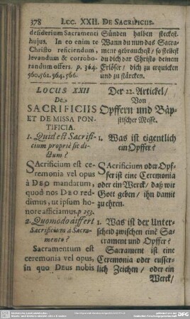 Locus XXII. De Sacrificiis Et De Missa Pontifica