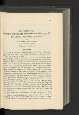 Zur Theorie der ninären Gemische und konzentrierten Lösungen. IV. Das Gemisch: Äthyläther-Chloroform
