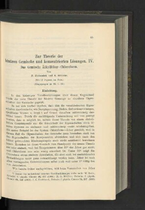 Zur Theorie der ninären Gemische und konzentrierten Lösungen. IV. Das Gemisch: Äthyläther-Chloroform
