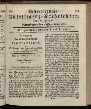 XXXV. Stück. Sonnabends: den 1. September, 1787.