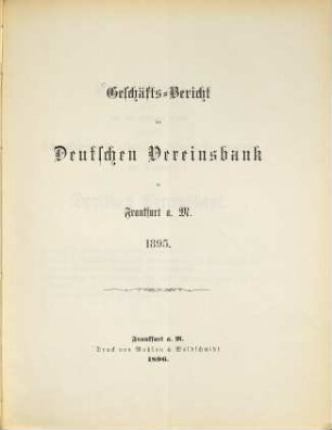Bericht über das ... Geschäftsjahr. 1895 (1896)