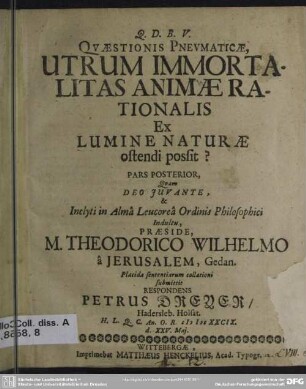 2: Utrum immortalitas animae rationalis ex lumine naturae ostendi possit?