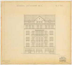 Wohn- und Geschäftshaus am Kaiserdamm 8, Berlin-Charlottenburg: Vorderansicht 1:100