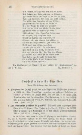 478-489 Empfehlenswerthe Schriften