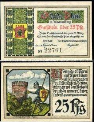 Plau, Notgeldserie, 25 Pfennig