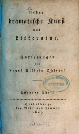 Ueber dramatische Kunst und Litteratur : Vorlesungen, 2,[1]