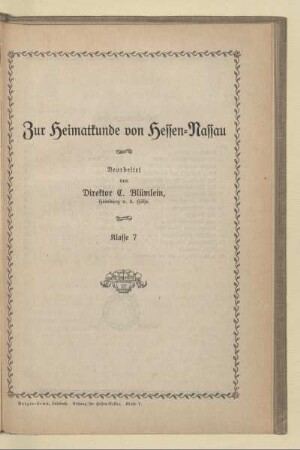 Zur Heimatkunde von Hessen-Nassau