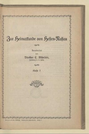 Zur Heimatkunde von Hessen-Nassau