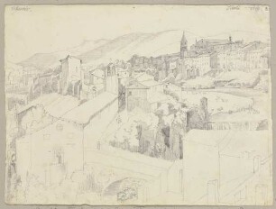 Ansicht von Tivoli mit seinem Strome Teverone (Aniene)