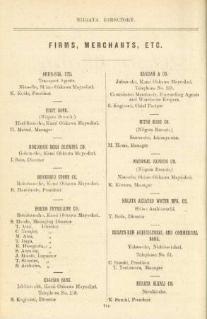 Firms, merchants, etc.