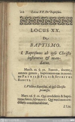 Locus XX. De Baptismo