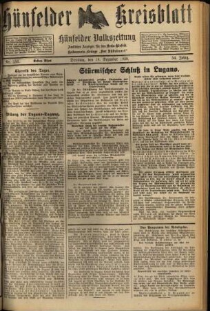 Erste Ausgabe vom Dienstag, den 18. Dezember 1928.