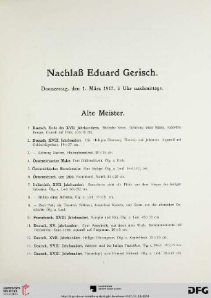 Alte Meister (Nr. 1-65)