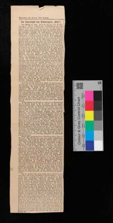 Die Kaperfahrt des Hilfskreuzer "Wolf", Zeitung vom Donnerstag, 28.02.1918, morgens
