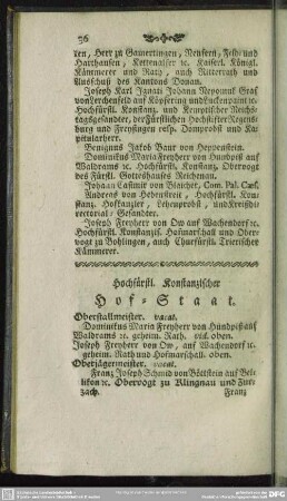 Hochfürstl. Konstanzischer Hof-Staat