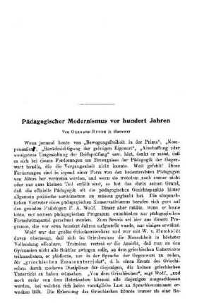 Pädagogischer Modernismus vor hundert Jahren