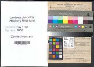 Entnazifizierung Hermann Zeyher , geb. 19.05.1893 (Steuerinspektor)