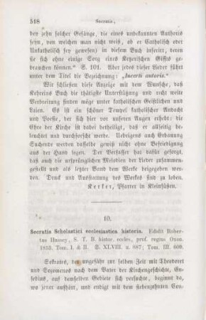 518-528 [Rezension] Socrates Scholasticus, Sōkratus Scholastiku ekklēsiastikē historia