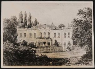 Foto einer Zeichnung der Villa St. Genois in Baden bei Wien, die Rudolf Borchardt mieten wollte