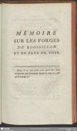 Mémoire Sur Les Forges Du Roussillon Et Du Pays De Foix